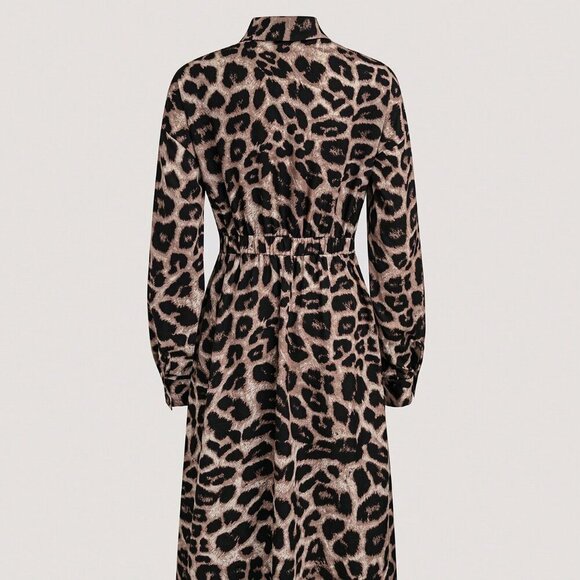 Multicolor Casual Women's Long Sleeve Polo Collar Blouse & Dress - Picture 3 of 6